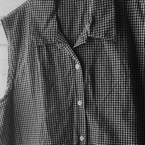 Gingham Sleeveless Collared Cotton Button Up Blouse 38" bustline NWOT FarmGarden - Picture 1 of 10